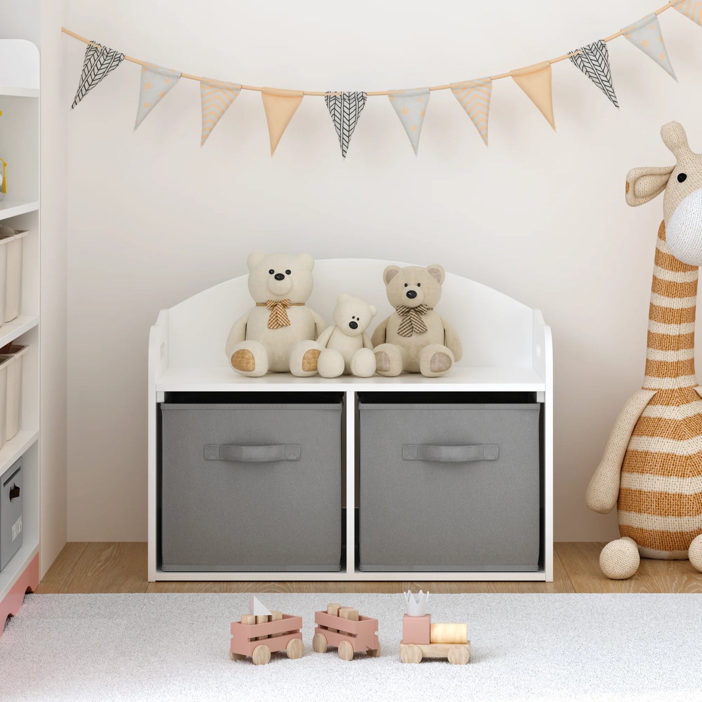 Seizeen Toy Storage Organizer For Boys&Girls, Multi-functional Storage Cabinet, Toy Chest with Seat Bench