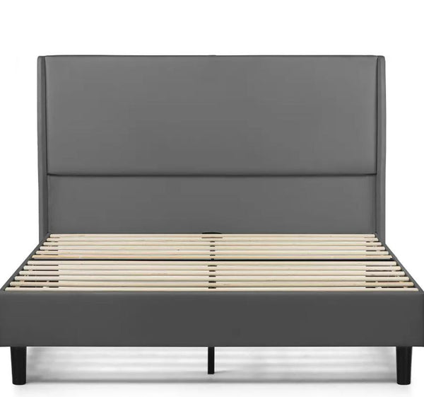 COMHOMA Bed Frame with Type-C  USB, 51 High Headboard Tall, Wood Slat Support