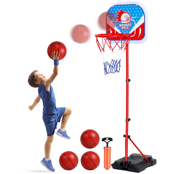 JoyStone Kids Basketball Hoop Adjustable Height 2.9 ft-6.2 ft, Toddler Basketball Hoop Indoor Outdoor Portable Kids BasketBall Goal Toys for Boys Girls Gift