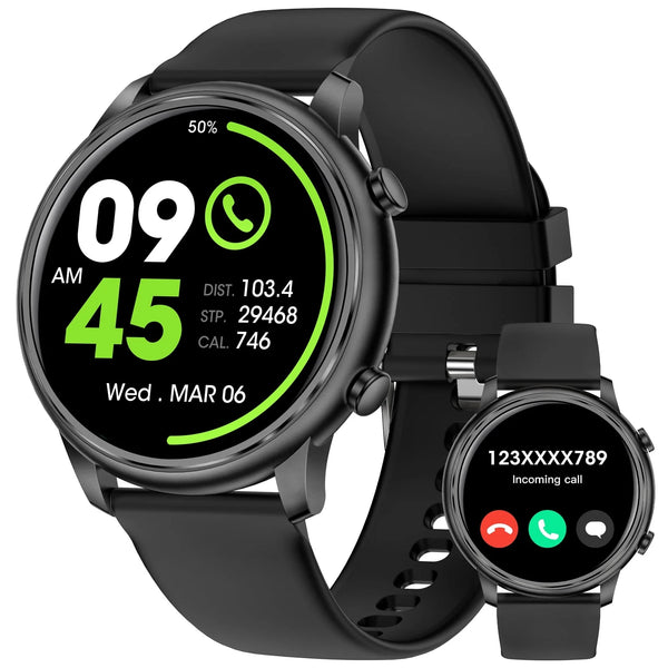 Mingdaln Smartwatch for Android and Iphone, 1.39-Inch Fitness Tracker with Bluetooth (Answer/Make Calls) for Men and Women, Alloy Black