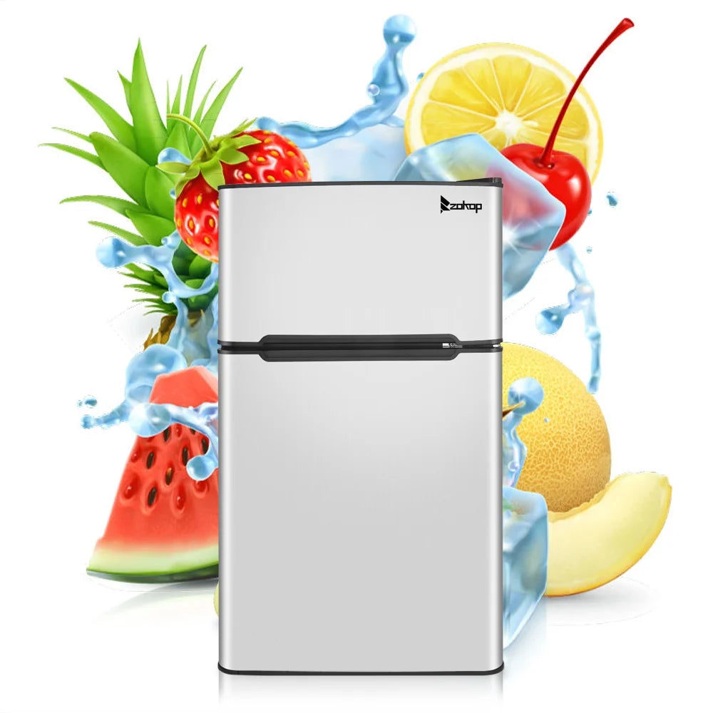 Segmart 90L Double Door Compact Design Mini Refrigerator with Freezer