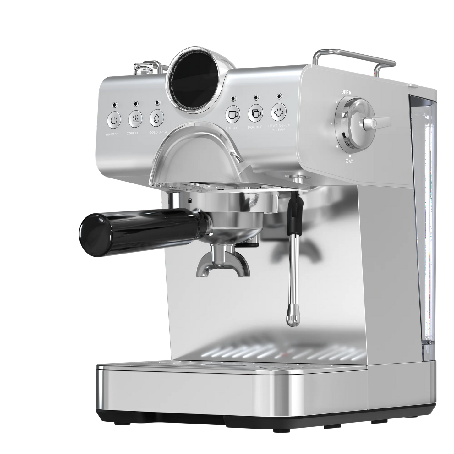 Auseo Pro Espresso Machine with Cold Brew & Milk Frother, 20-Bar Pressure Coffee Maker, Smart LED Display & Compact Stainless Steel Design for Lattes/Cappuccinos