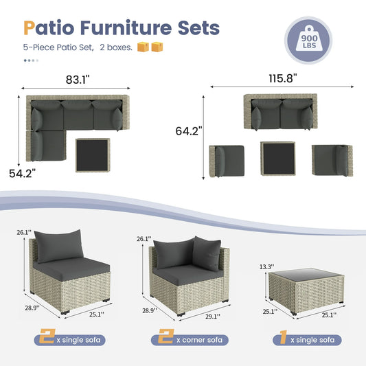 UDPATIO Outdoor Patio Furniture Set, Outdoor Wicker Patio Conversation Set with Cushions