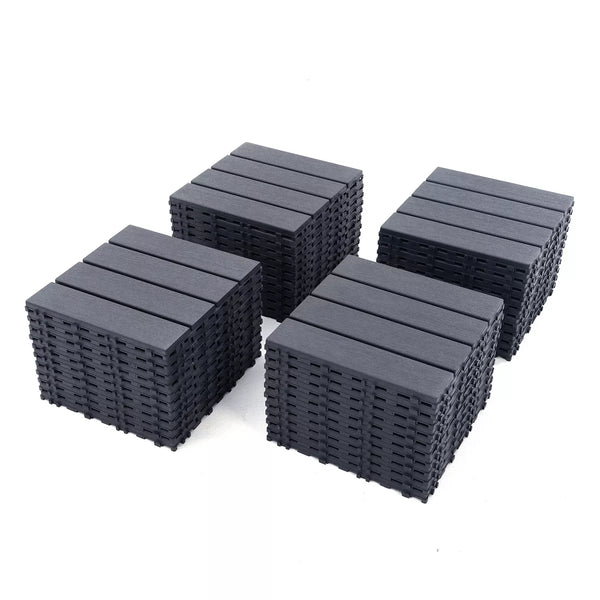 Dolonm 44PCS 12"x12" Plastic Interlocking Deck Tiles - Waterproof Outdoor Flooring for Patio, Pool & Balcony