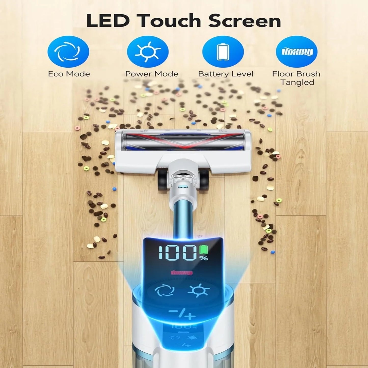 Lazyswan Cordless Vacuum Lightweight Stick Vacuums for Pet Hair/Carpet Gray