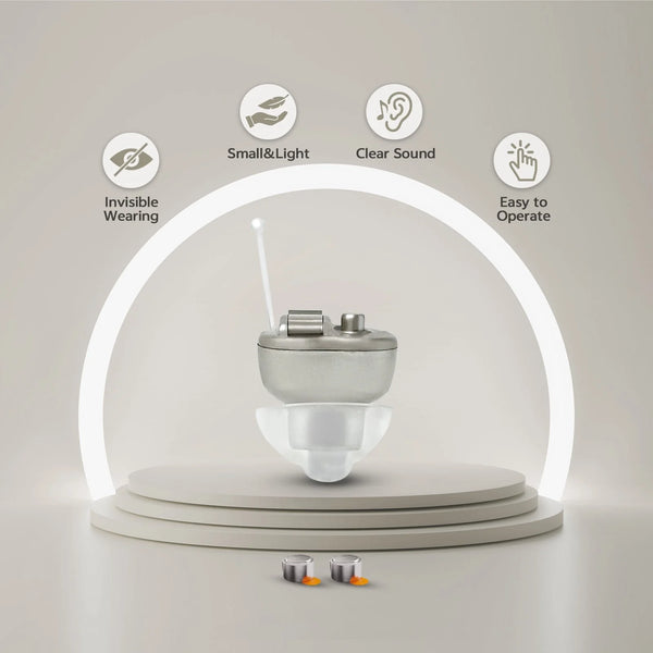 ELCTRTICI Hearing Aid for Adults, Mini Invisible Hearing Aid with Smart Noise Reduction, Gold.
