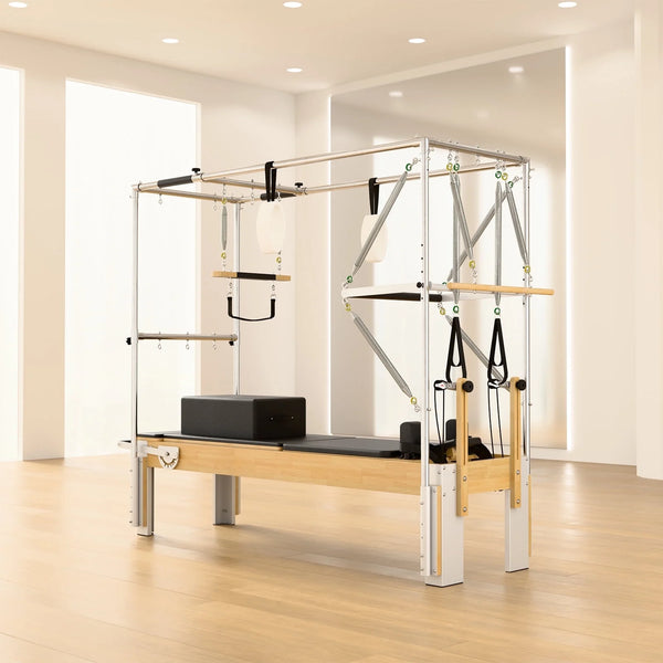 Syedee Pilates Equipment for Studios, Cadillac Pilates Reformer Trapeze Pilates Reformer Machine for Home Gym, Pilates Exercise Equipment with Jump Board, Adjustable Resistance