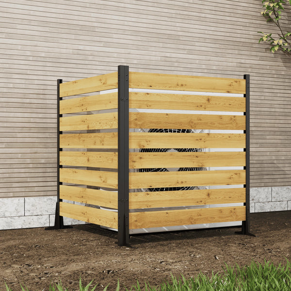 Prilinex 55"H x 38.5"W (2 Panels) Cedar Wood Privacy Screen outdoor fence privacy screen for Pool Equipment Enclosure Trash Can Enclosures Air Conditioner Fence