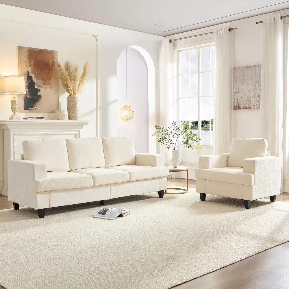 Mjkone 82" Width 2 Piece Living Room Sofa Set, 3 Seat Sofa with Armchair, Modular Sectional Couch Furniture Sets