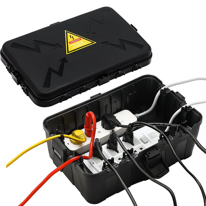 PhiloDeco Large Outdoor Electrical Box (13.7*9.5*5.5 inch), IP54 Waterproof Extension Cord Cover Weatherproof, Protect Outlet, Plug, Socket, Timer, Power Strip, Holiday Light Decoration, Black