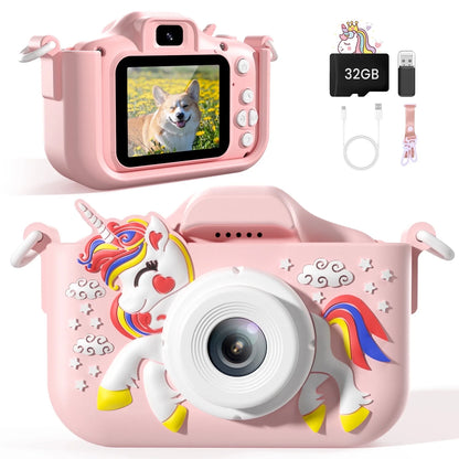 JoyStone Kids Camera Toys with 1080P Video for 3-12 Year Old, Chritmas Birthday Gifts for Kids, 32GB SD Card & Silicone Cover
