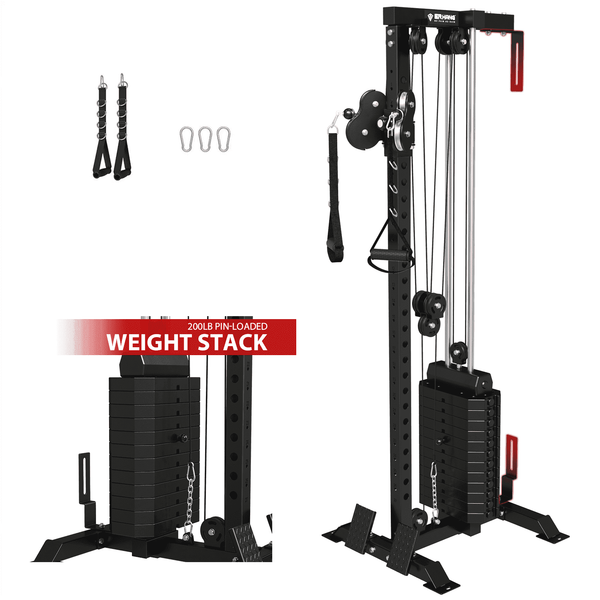 Mikolo Cable Crossover Machine Home Gym, Wall Mount Cable Station with 200LBS Weight Stack,Lat Pull Down Machine with 27 Positions Dual Pulley System