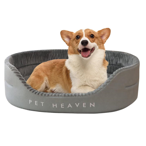 Dog Bed & Cat Bed - Soft Calming Fluffy Rectangle Pet Bed with Anti-Slip Bottom, Durable Bite-Resistant Machine Washable Pet Sofa Kennel for Cats, Puppies, and Medium Dogs - Gray, M