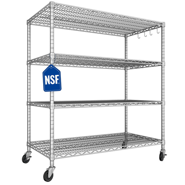 TrumanPick 2400lbs Wire Garage Storage Shelves, 4 Tier Adjustable Heavy Duty Garage Storage Shelving Unit 55.5"W x 24"D x 76"H ,Chrome
