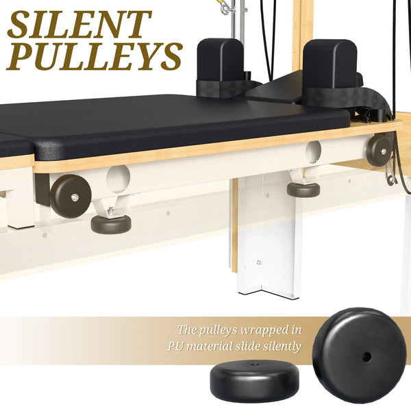 Syedee 90” Foldable Pilates Equipment for Home Workouts,Balanced Body Pilates Reformer Machine for Home and Gym, Pilates Exercise Equipment with Jump Board, 155lbs resistance 4 Springs