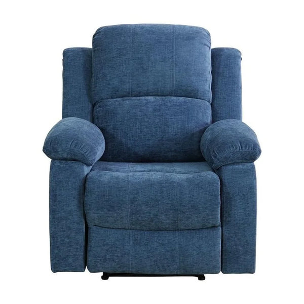 TrumanPick Manual Leather Recliner Chair,Overstuffed reclining Armchair Home Theater Sofa Recliner for Living Room,Linen Blue