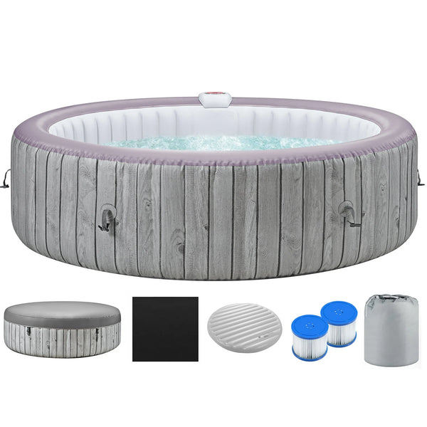 82 Inch Inflatable Hot Tub, 4 to 6 Person Outdoor Hot Tub Spa Built-in Heater Pump, Portable Hot Tub w/130 Jets, Tub Cover, Filter Cartridges, 1000L Capacity