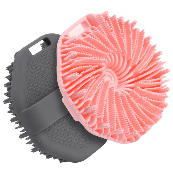Okaka Silicone Body Scrubber Exfoliating Shower Bath Brush 2 Pack (Grey & Pink)