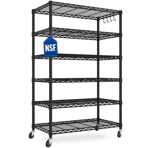 TrumanPick 6-Tier Wire Garage Storage Shelving Unit Heavy Duty Adjustable Wire Shelving Unit for Garage Kitchen, 36"W x 16"D x 76"H, Black
