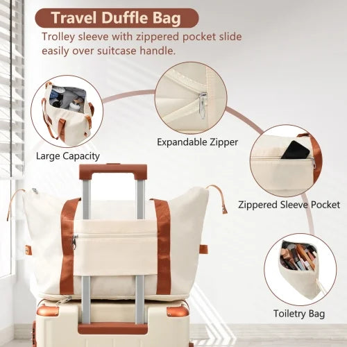 Hardshell Luggage Sets 3 Piece Carry-on Suitcase Lightweight ABS with Double Spinner Wheels for Men Women, White (20 Inch)