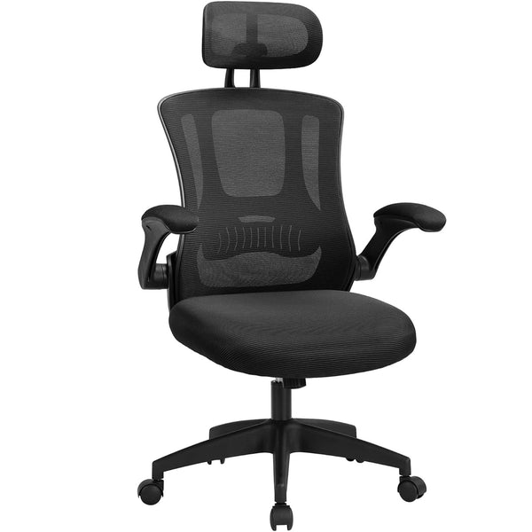 TrumanPick Ergonomic Office Chair - High Back Home Desk Chair,Adjustable Computer Desk Chair with Lumbar Support, Flip-Up Arms, Headrest & 90-120° Tilt Lock 300lb, Black