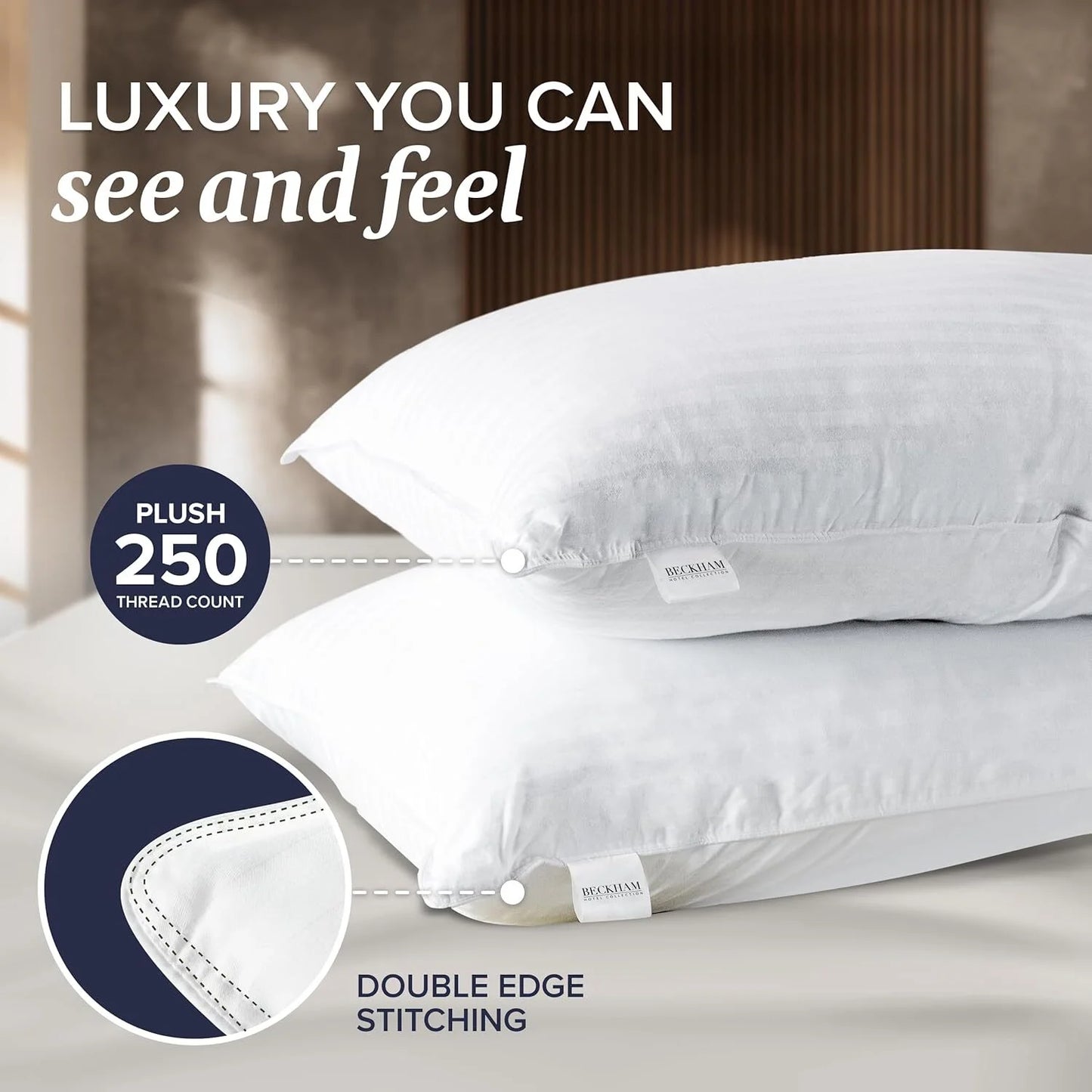 Teler Hotel Collection Bed Pillows Queen Size Set of 2 - Down Alternative Bedding Gel Cooling Pillow for Back, Stomach or Side Sleepers