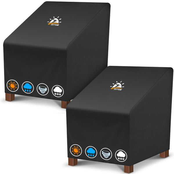 CATGOOD Patio Chair Covers 2 Pack, 600D Outdoor Chair Cover Waterproof & Heavy Duty, Lawn Lounge Furniture Cover for Wicker Chair, Swivel Chair, Rocking Chair, Single Sofa Chair, 38 x 31 x 31", Black