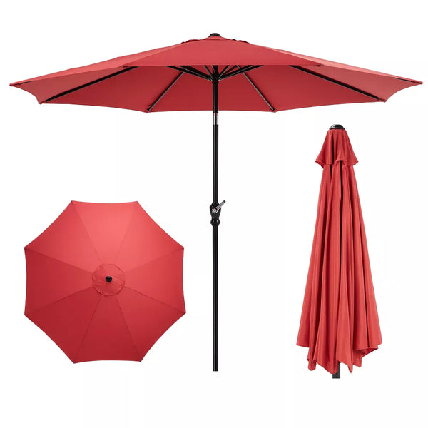 DOMETOUR Outdoor Patio Umbrella with Push Button Tilt and Crank Outdoor Umbrella 8 Sturdy Ribs UV Protection Waterproof for Garden Backyard