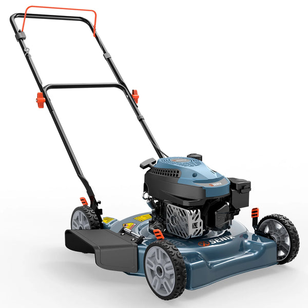 SENIX 20in Gas Push Lawn Mower, 144cc 4-Cycle Engine, 5-Position Height Adjustment with Side Discharge, LSPG-L5