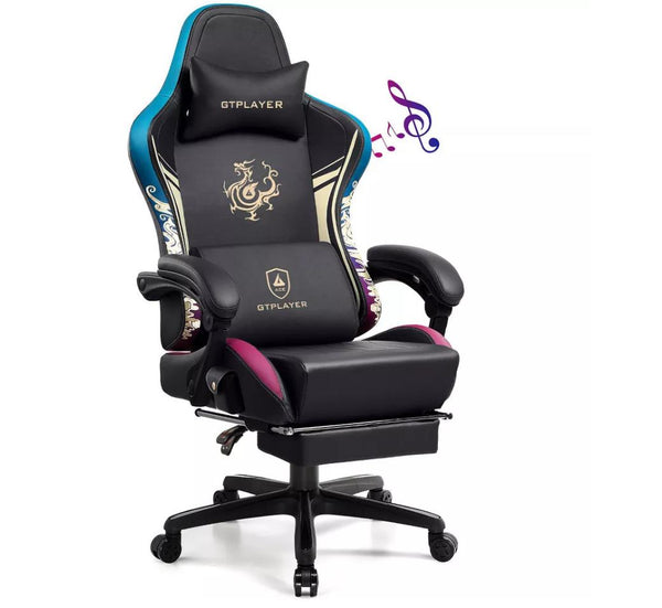 GTPLAYER Esports Gaming Chair with Bluetooth Speakers and Footrest, Dragon Series Video Game Chair