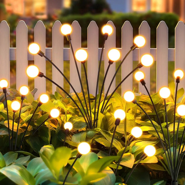 2 Pack Solar Firefly Swaying Lights, Outdoor Solar Garden Lights, LED Waterproof Firefly Lights for Yard Patio Pathway Decor, Warm White