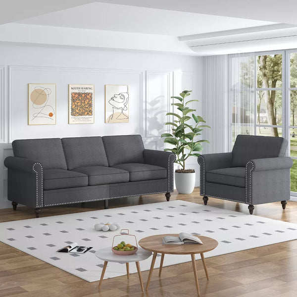 Mjkone 2-Piece Living Room Set，3-Seater Sofa Couch&Single Sofa Chair