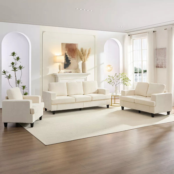 Mjkone 82" Width 3 Piece Living Room Sofa Set, 3 Seat Sofa and Loveseat Sets with Armchair, Modular Sectional Couch Furniture Sets