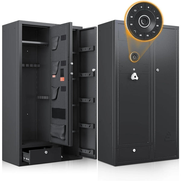 KAER [2024 NEW] 15-20 Gun Safe,Gun Safes for Rifles and Pistols,Rifle Safe,Gun Cabinet,Gun Safes for Home,Gun Safe for Rifles with Digital Keypad,Drawer,Removable Shelf (Unassembled)