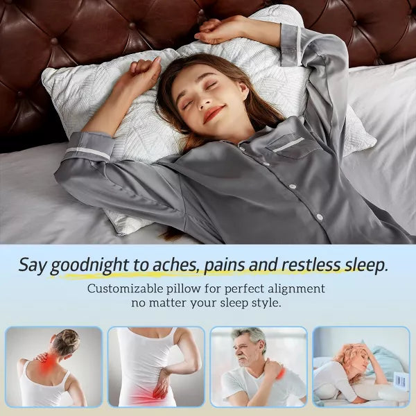 Inhand Cooling Pillows Queen Size Set of 2 , Shredded Memory Foam Pillows for Hot Sleepers, Adjustable Firm Soft Support Bed Pillows with White Cover