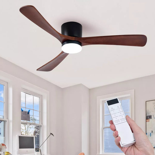 HUMHOLD Wood Ceiling Fan with Lights and Remote for Bedroom, Living Room