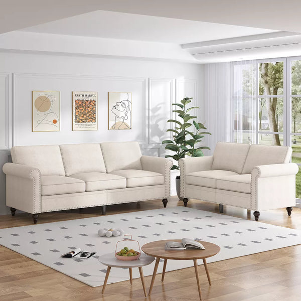 Mjkone 2-Piece Living Room Set,3-Seater Sofa Couch&Loveseat Sofa Couch
