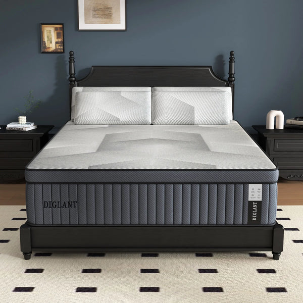 Queen Mattress, 14 Inch Hybrid Mattress, Plush Feel Soft Memory Foam Queen Size Mattress in a Box and Pocket Springs, Balance Support & Pain-Relief