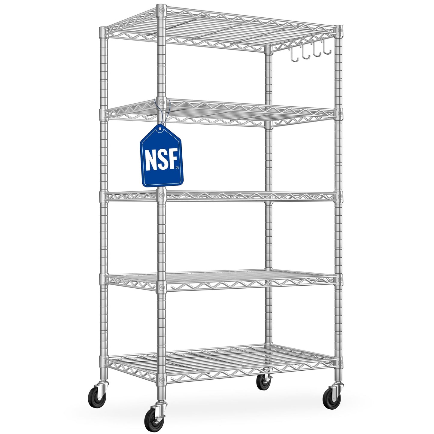 TrumanPick 5-Tier Wire Shelving, Adjustable Heavy Duty Steel Wire Rack Storage Shelving Organizer for Kitchen, Garage,24"W x 18"D x 75"H, Chrome