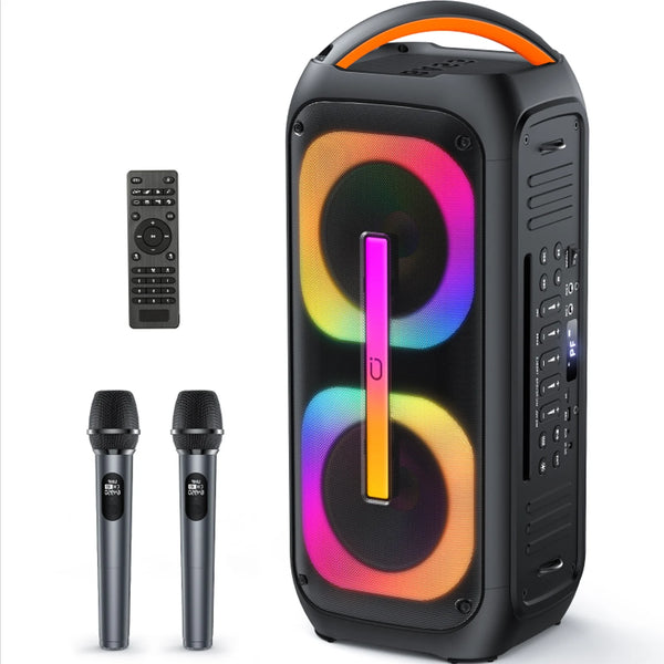 FanFun Large Party Speaker, Deep Bass Portable Bluetooth Speaker with DJ Light, Wireless Outdoor Speaker for Party, Stereo Sound PA System, TF/SD Card, AUX-in, USB Input