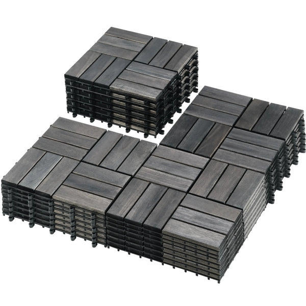 TrumanPick 27 PCS Deck Tiles Outdoor Interlocking Patio Tiles Waterproof for Backyard Porch, 12" x 12", Black Checker