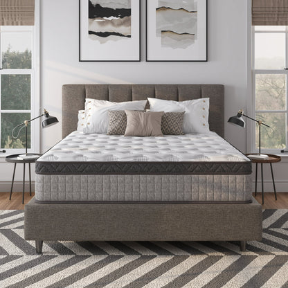 Queen Mattress, PENTINM 12 inch Memory Foam Mattress for Pressure Relief and Motion Isolation, Queen Mattress in a Box Diamond Innerspring Hybrid and Cooling Gel, Medium Firm, CertiPUR-US, Gray