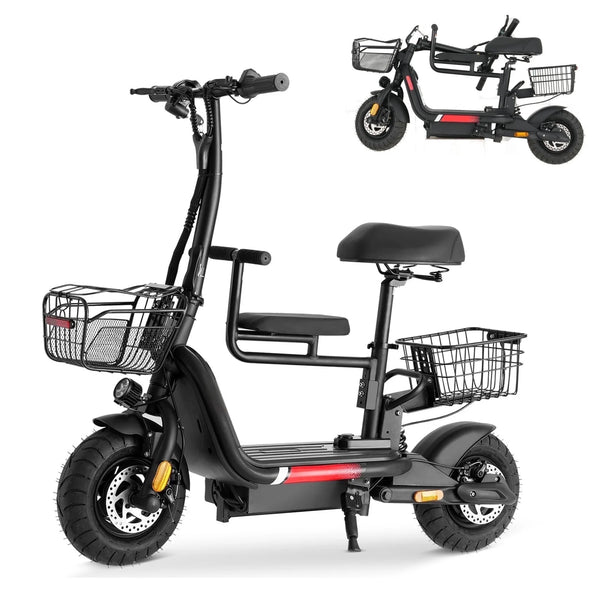 Skeri Electric Scooter with Seat for Adults, Foldable Electric Bike with Removeable Middle Seat, 750W Motor 20MPH 25 Mile Distance