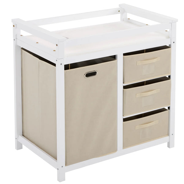 Ktaxon Baby Changing Table with 3 Storage Drawers, Baby Changing Station, Diaper Changing Station - White