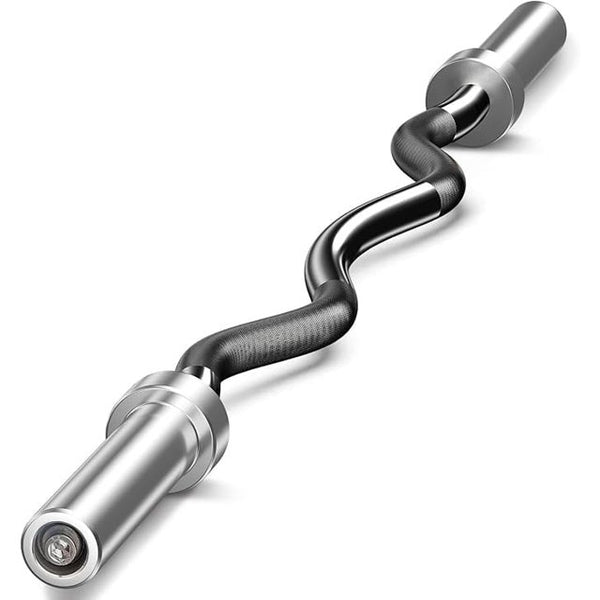 Mikolo EZ Curl Bar Weight Lifting Bar, 1-inch Curling Bars for Weight lifting, Barbell bar for Hip Thrusts/Squats/Lunges for Gym and Home, With 2 Star Double Risk Star-nuts (220lb Weight Capacity)