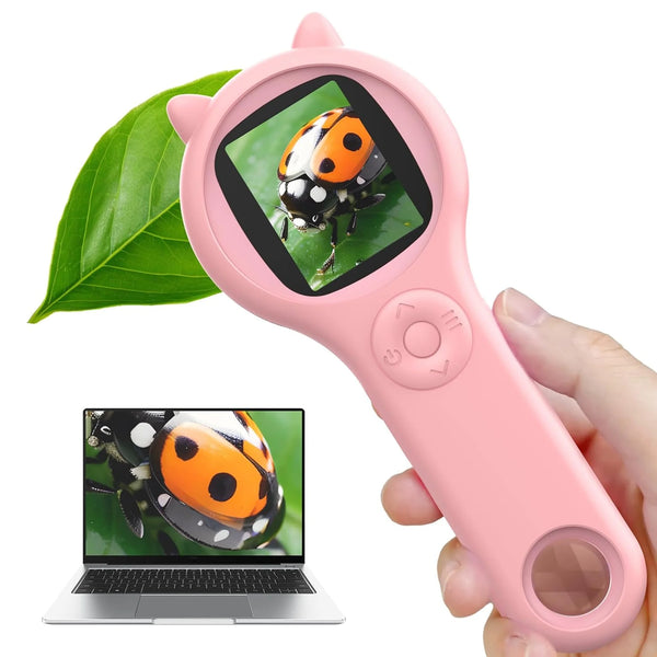 Richgv Microscope for Kids, Mini Handheld Microscope with Magnifying Glass, Portable Microscope Educational Science Toys Gifts for Kids Age 3-8