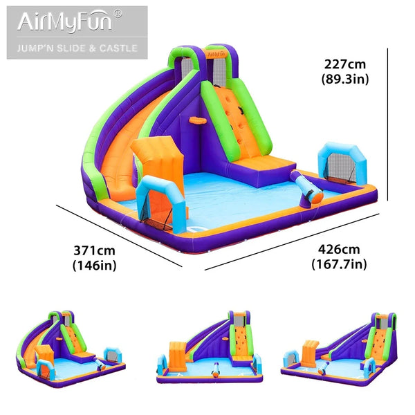 GVDV 12FT Inflatable Bounce House Water Slide , Wet/Dry Play, Jump, Climb, Slide  Ball Pit, 450W Air Blower – Perfect for Backyard Fun and Birthday Parties
