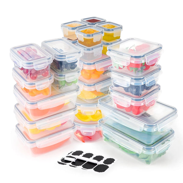 48 PCS Plastic Food Storage Containers with Lids (24 Containers & 24 Lids), Leakproof BPA-Free Containers for Kitchen Organization, Meal Prep, Reusable Lunch Container