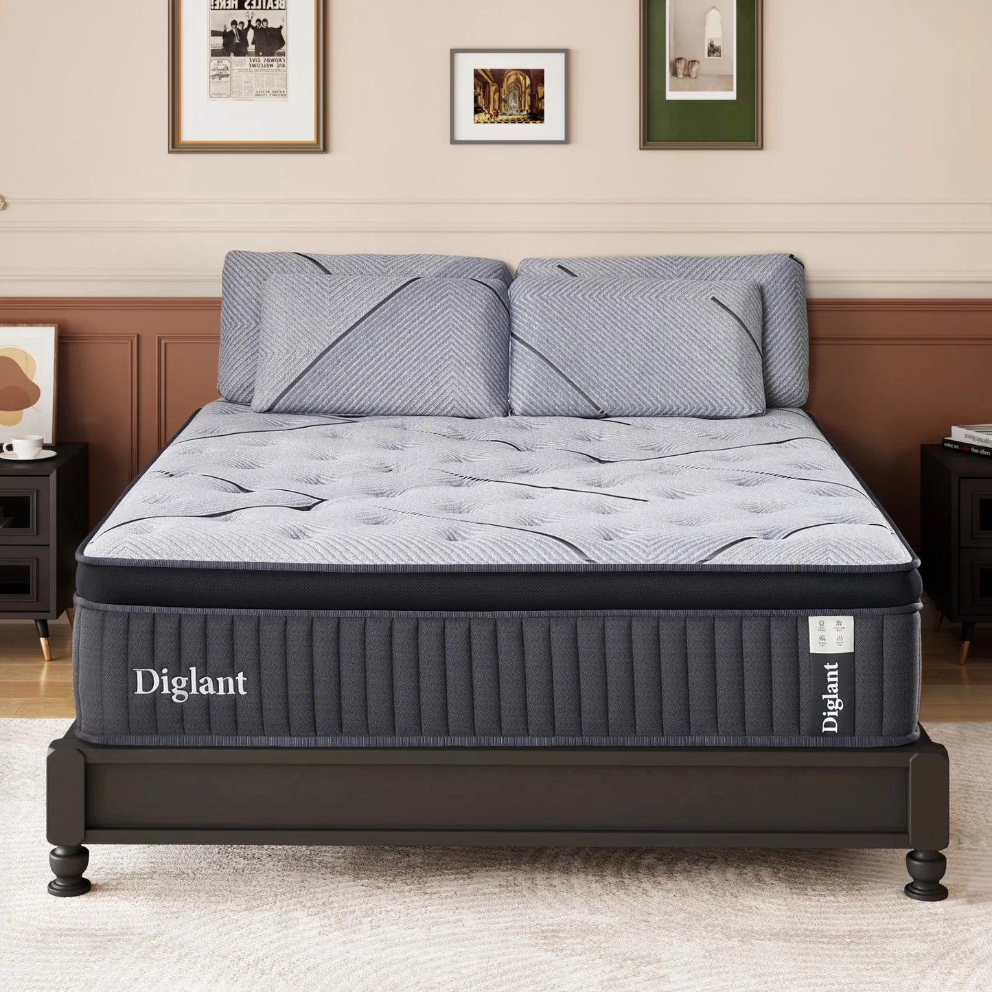 Queen Mattress, 14Inch Cooling Gel Memory Hybrid Medium Plush Mattress, Queen Size Individual Pocket Spring Mattress in Box, CertiPUR-US,10 Years Support