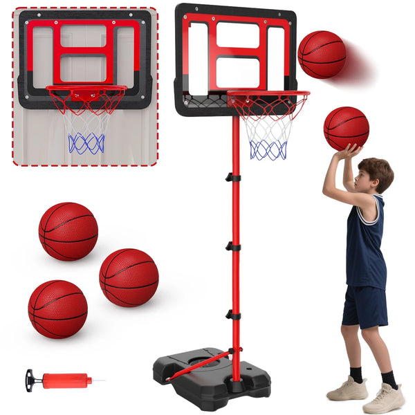 JoyStone Kids Basketball Hoop with Stand, Adjustable Height 3.5FT-6.2FT Toddler Basketball Goal Indoor Outdoor Sport Game Gifts for Boys